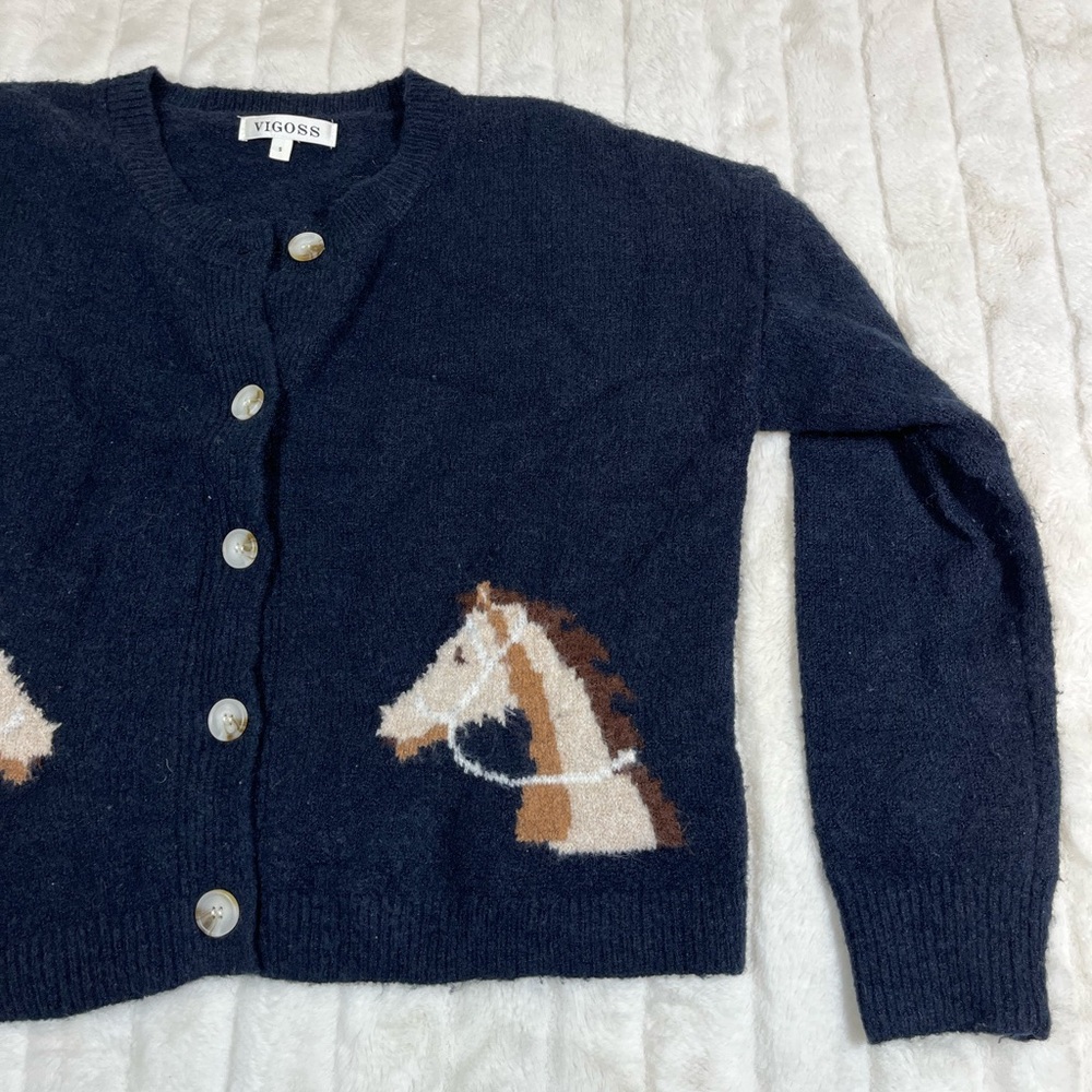 Vigoss S Relaxed Crop Fall Winter Equestrian Horse Girl Workwear Office Cardigan